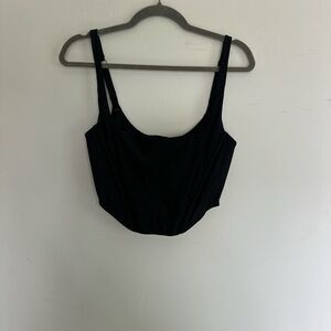 Black Fitted Crop Tank Top Sleeveless